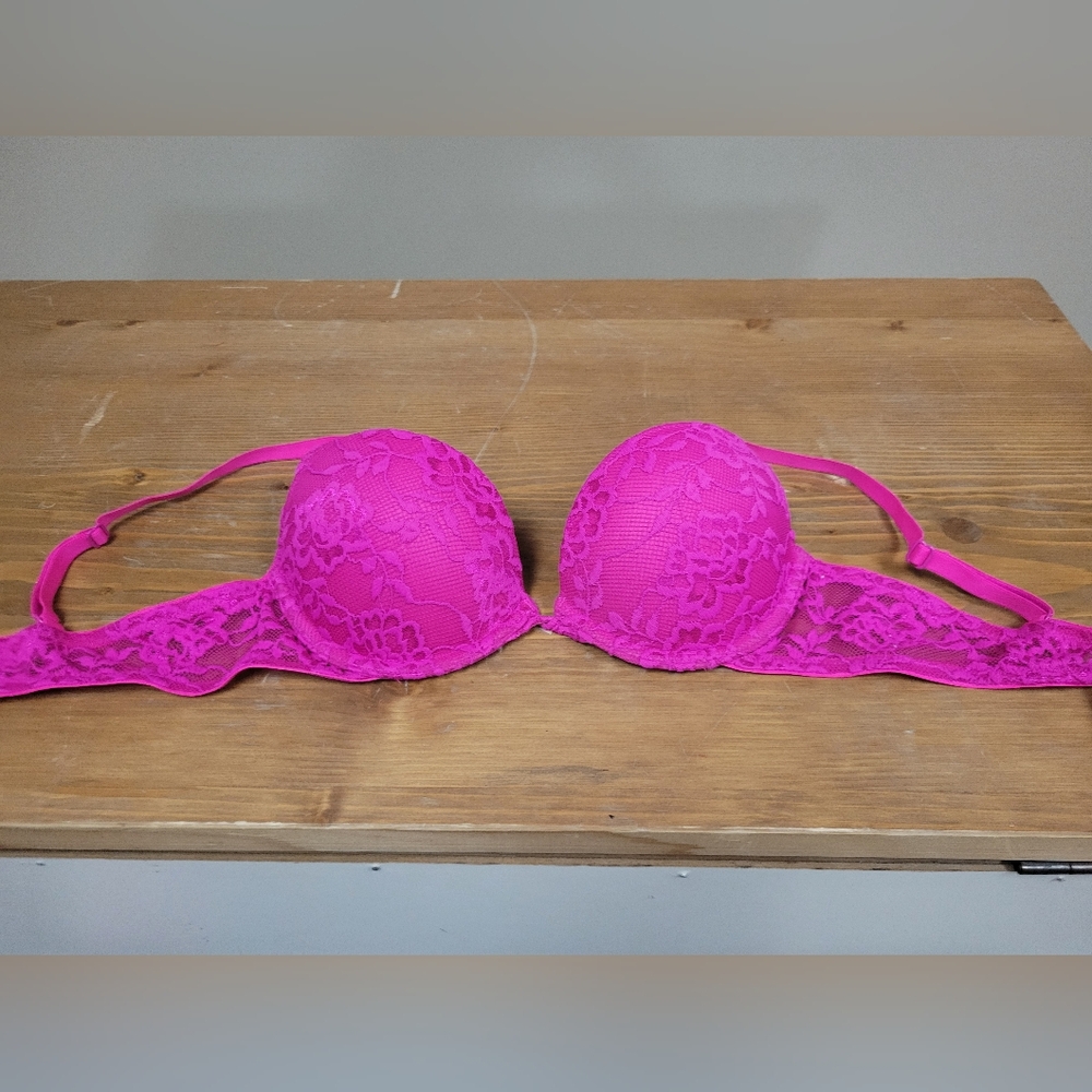 Hot Pink Lace Push Up Bra La Senza